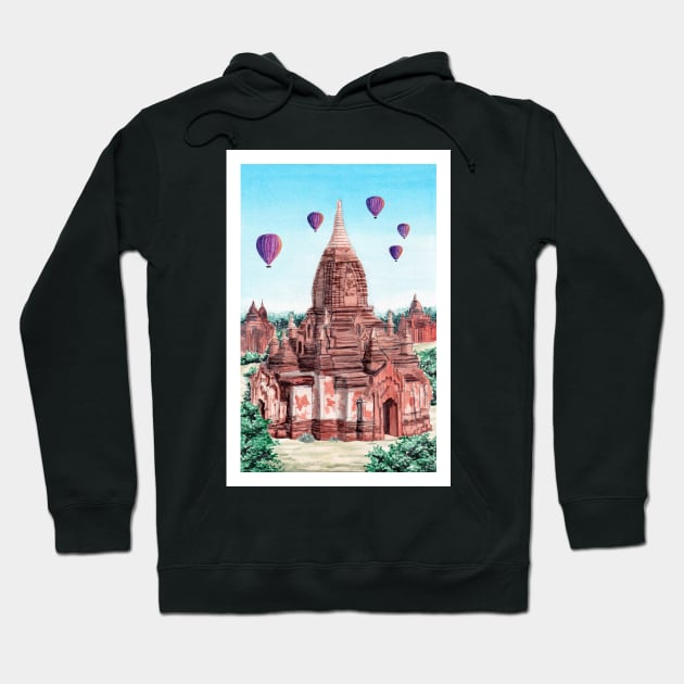 Bagan, Mynamar Hoodie by NorrskenArt